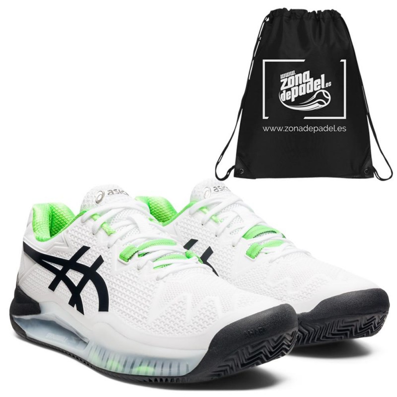 Asics Gel Resolution 8 Clay White Green Gecko Asics Gel Resolution 8 Clay White Green Gecko