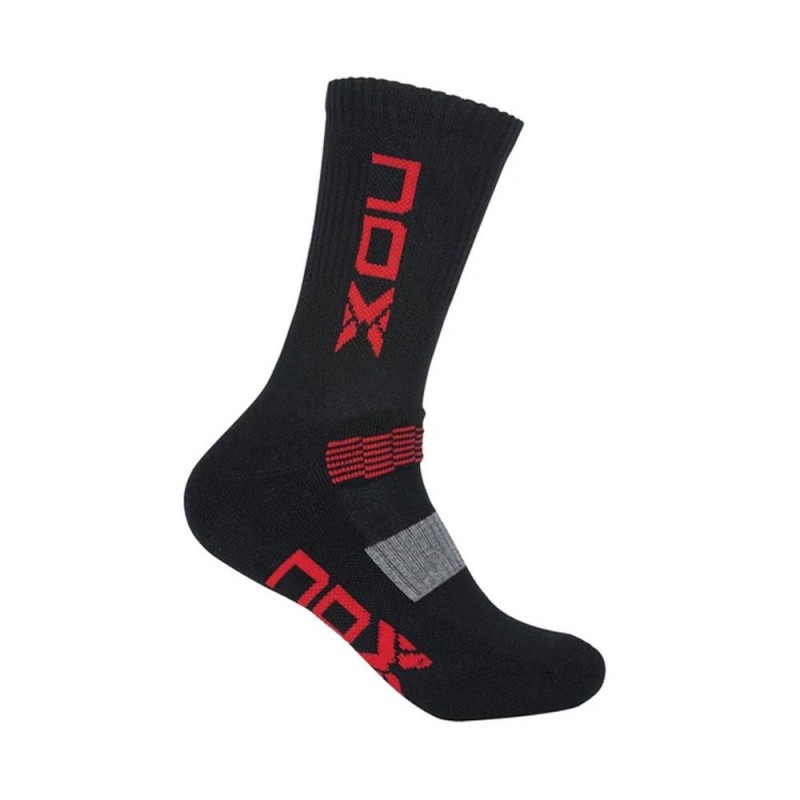 Calcetines Nox Largos M Negros Logo Rojo