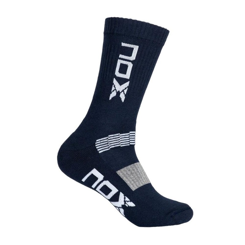 Calcetines Nox Largos M Azules Logo Blanco