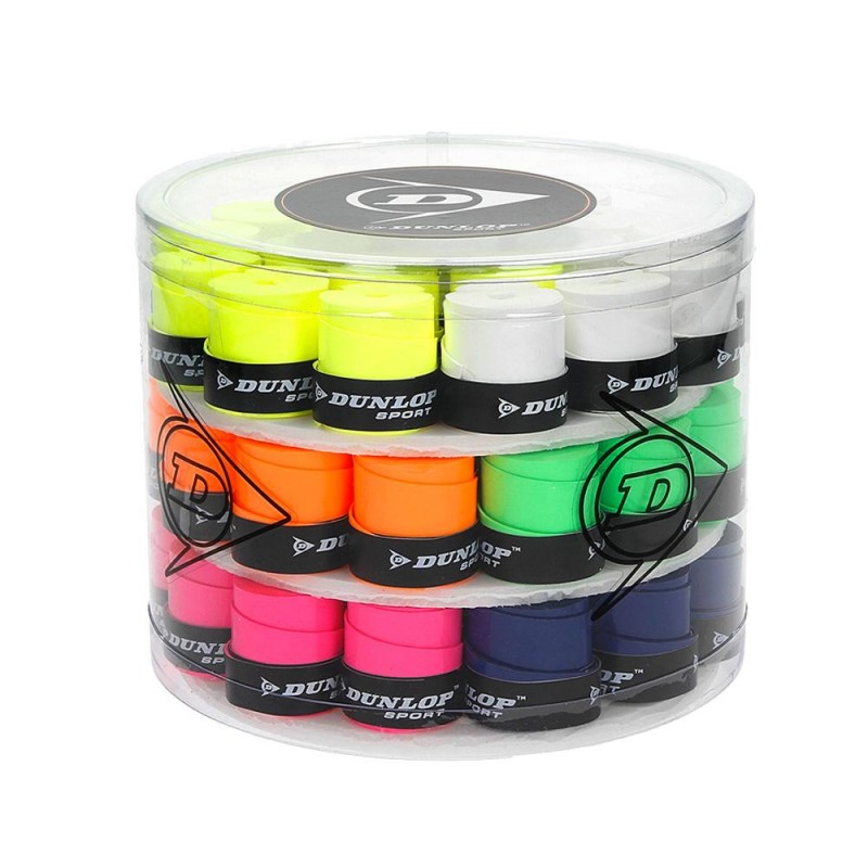 Cubo overgrips Dunlop 60 unidades lisos de colores Cubo overgrips Dunlop 60 unidades lisos de colores