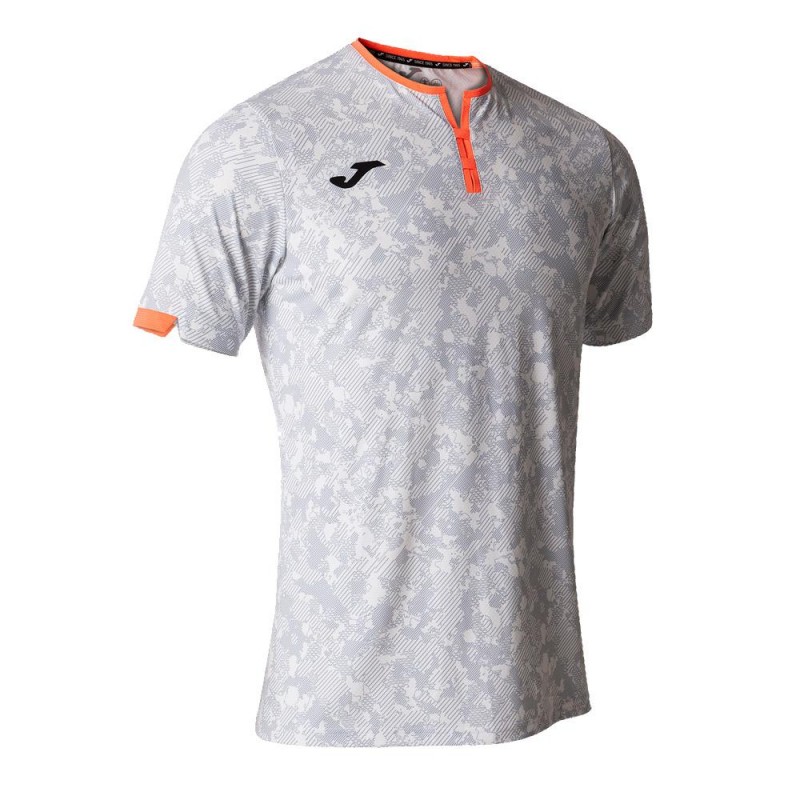 Camiseta Joma Manga Corta Challenge Gris - Cuello abierto - Zona de Padel