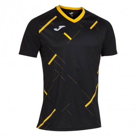 Aprendiz Oral Abastecer Camiseta Joma Tiger III negro amarillo - Tejido micro mesh - Zona de Padel