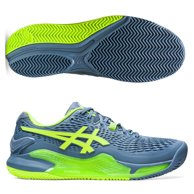 Zapatillas Asics Gel 9 Clay blue hazard green Suela de espiga - Zona de Padel