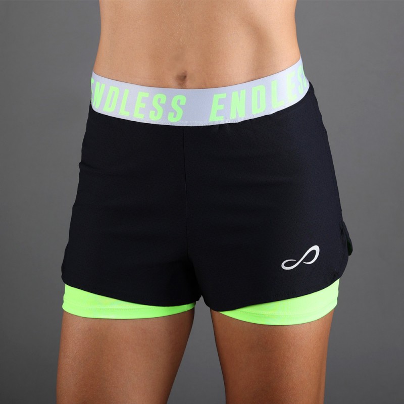 Short Endless Tech Iconic negro verde Short Endless Tech Iconic negro verde