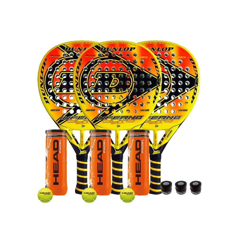 TriPack Dunlop Inferno Soft + Bolas y overgrips TriPack Dunlop Inferno Soft + Bolas y overgrips