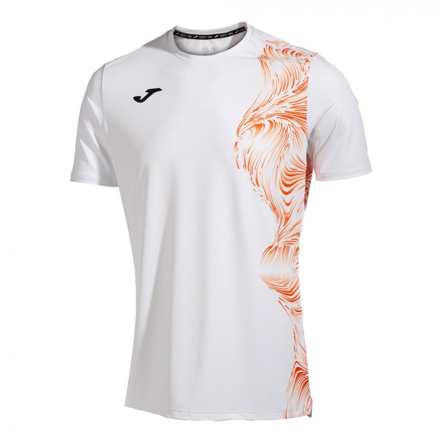 Camiseta Joma Challenge blanco logo naranja - Zona de Padel