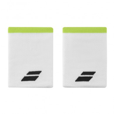 Muñequeras Babolat Logo Jumbo blancas aereo