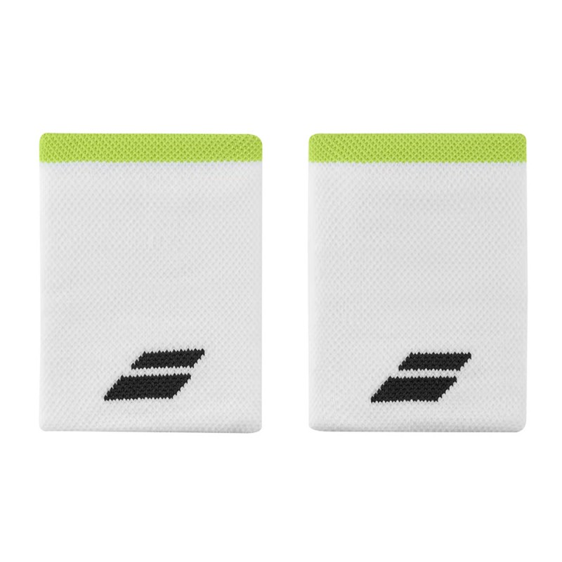 Muñequeras Babolat Logo Jumbo blancas aereo Muñequeras Babolat Logo Jumbo blancas aereo