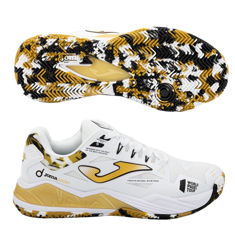 Zapatilla Padel Mujer Blanca y oro