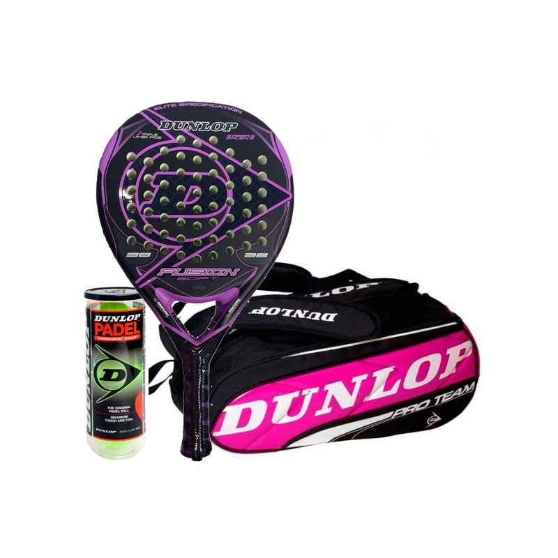 Pack Dunlop Fusion Soft + Paletero Fucsia Pack Dunlop Fusion Soft + Paletero Fucsia