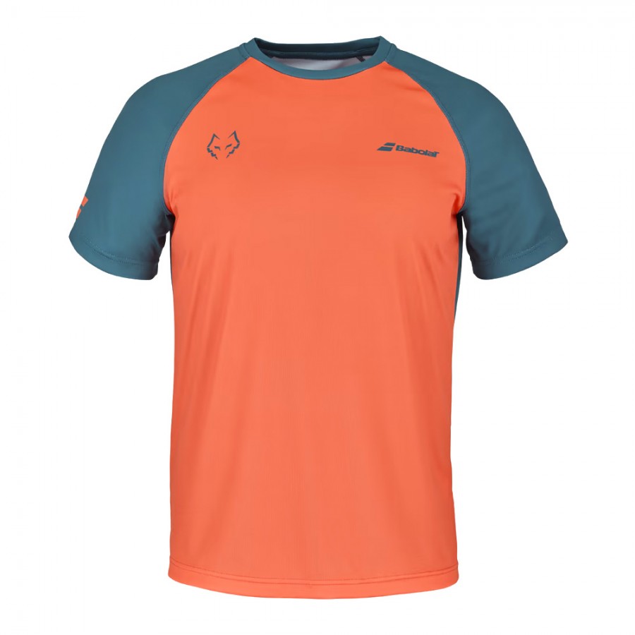 Camiseta Babolat Crew Neck Tee Lebron naranja azul oscuro - Zona de Padel