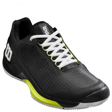 zapatillas Wilson Rush Pro 4.0 Clay black white safety yellow 2024