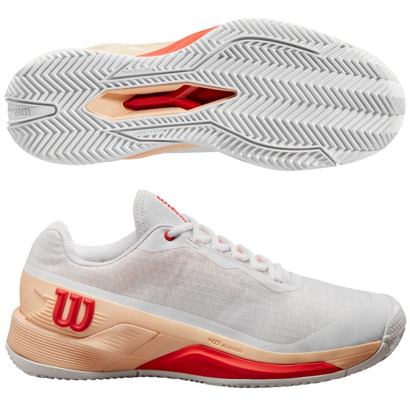 zapatillas Wilson Rush Pro 4.0 W Clay white peach 2024 zapatillas Wilson Rush Pro 4.0 W Clay white peach 2024