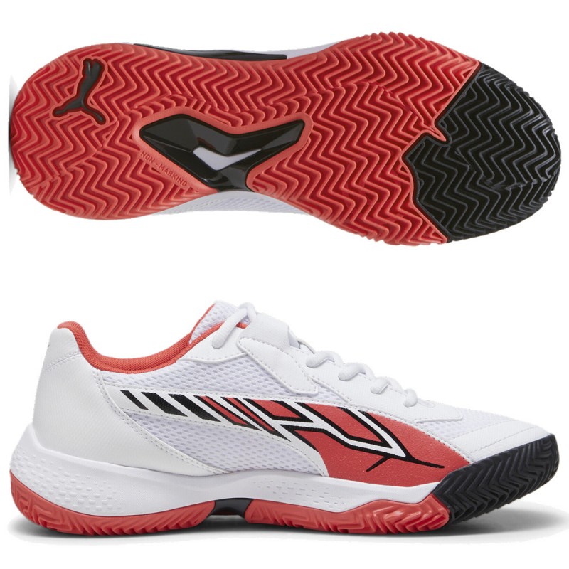 zapatillas Puma NOVA Court white black active red 2024 zapatillas Puma NOVA Court white black active red 2024