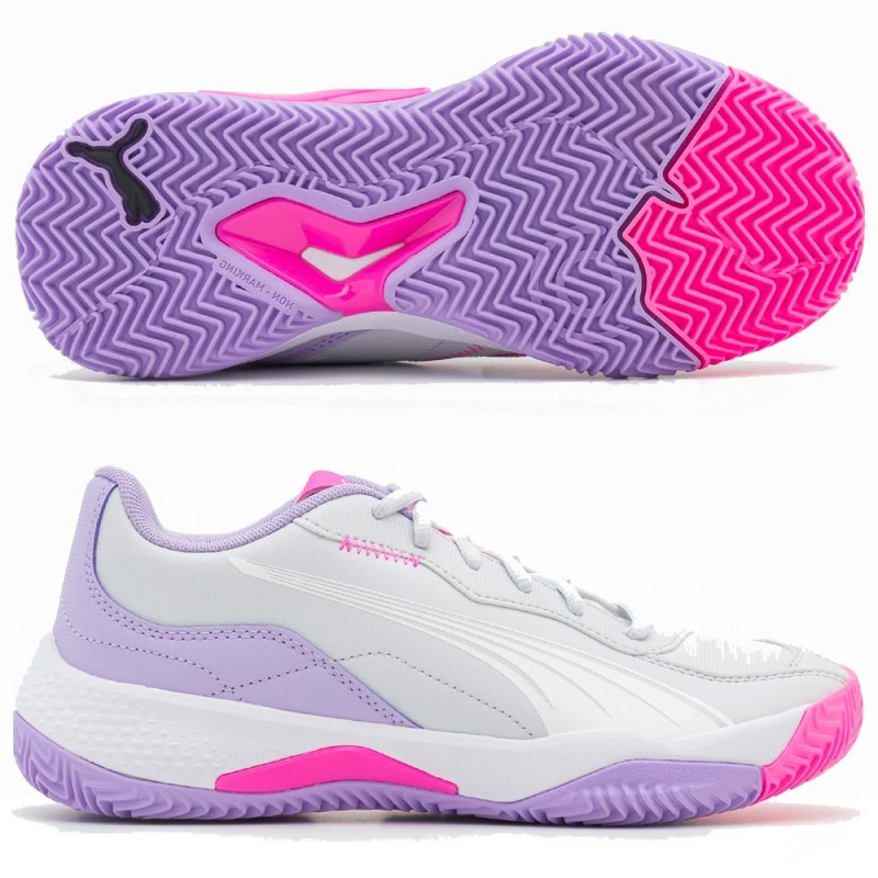 zapatillas Puma NOVA Smash Woman silver mist white vivid violet 2024