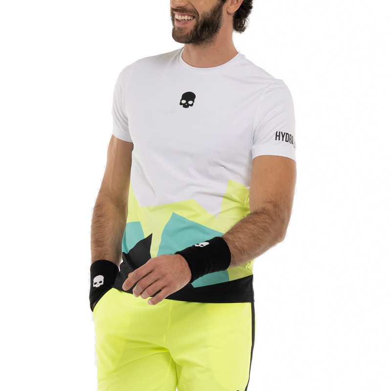 camiseta Hydrogen Mountains Tech blanco amarillo fluor