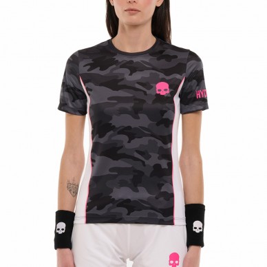 camiseta Hydrogen Camo Tech antracita camuflaje rosa