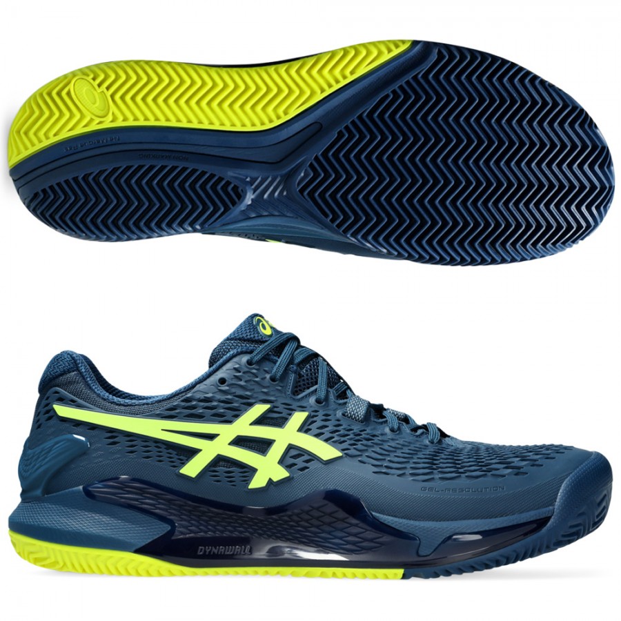 zapatillas Asics Gel Resolution 9 Clay azul amarilla Zona de Padel