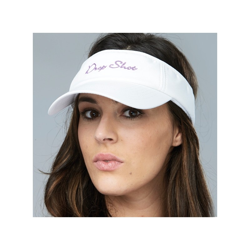 Visera Drop shot mujer blanca morada