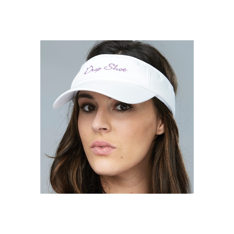 Visera Drop shot mujer blanca morada