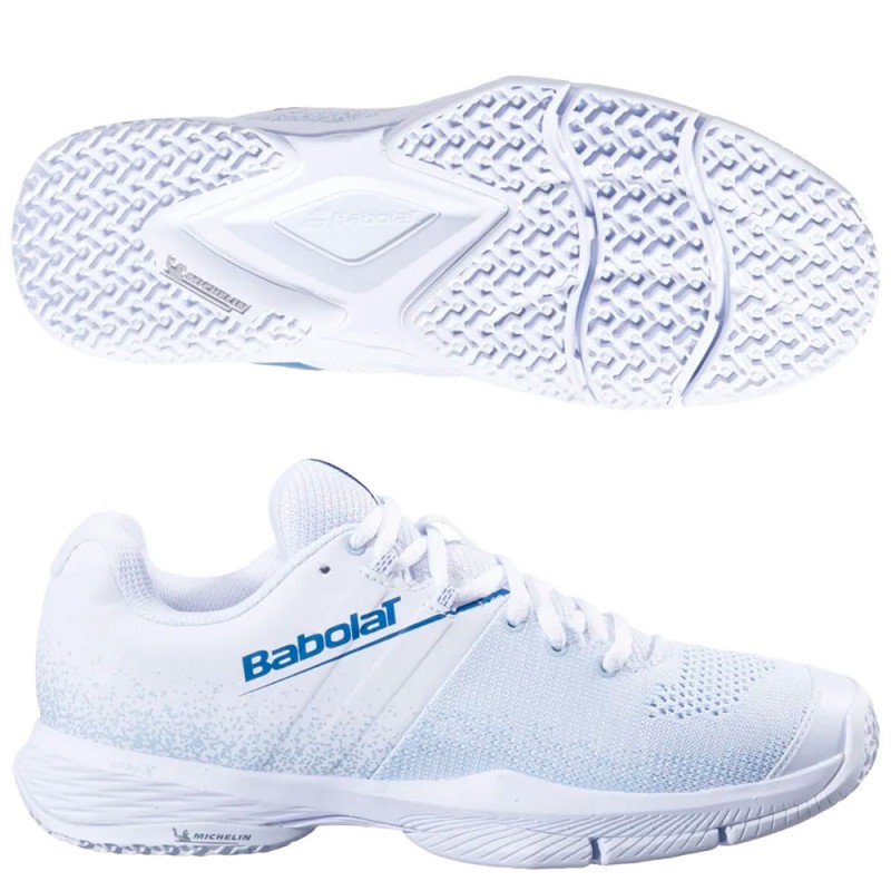 Zapatillas Babolat Sensa Women white cool blue 2025 Zapatillas Babolat Sensa Women white cool blue 2025