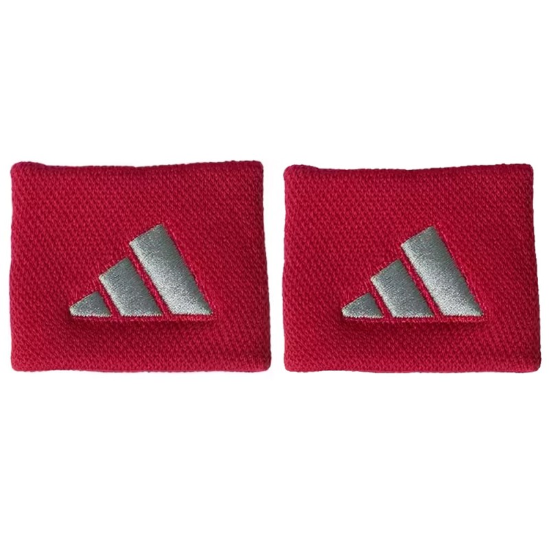 Muñequeras Adidas S rojas logo gris Muñequeras Adidas S rojas logo gris