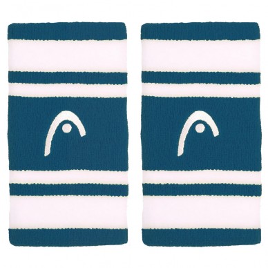 Muñequeras Head Striped 5 turquesa blancas