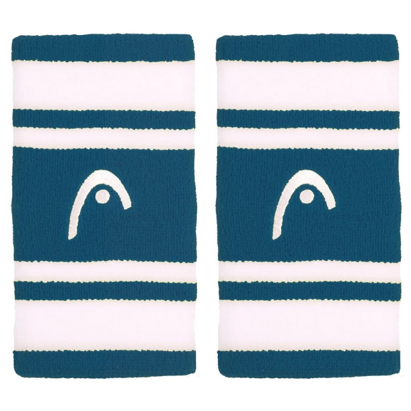 Muñequeras Head Striped 5 turquesa blancas Muñequeras Head Striped 5 turquesa blancas