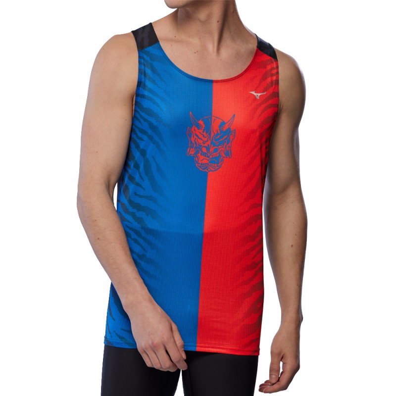 Camiseta Mizuno Dryaeroflow Graphic Tank roja azul