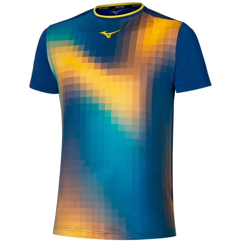 Camiseta Mizuno Tennis Shadow Graphic Tee azul amarilla Camiseta Mizuno Tennis Shadow Graphic Tee azul amarilla