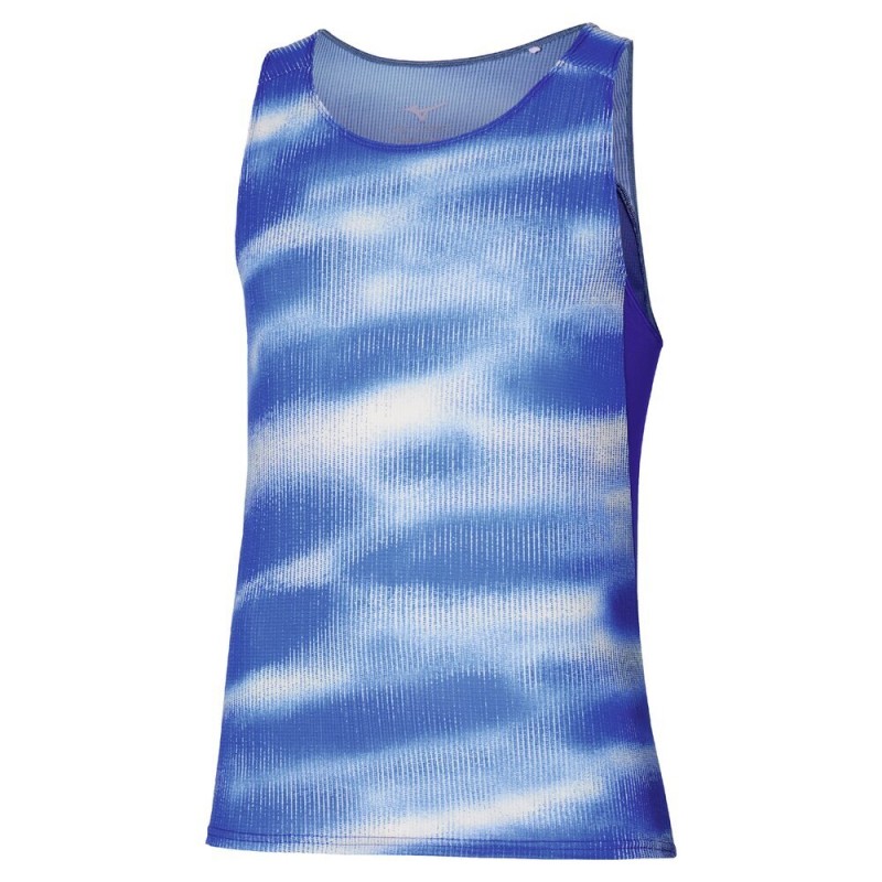 Camiseta Mizuno Dryaeroflow Graphic Tank azul blanca