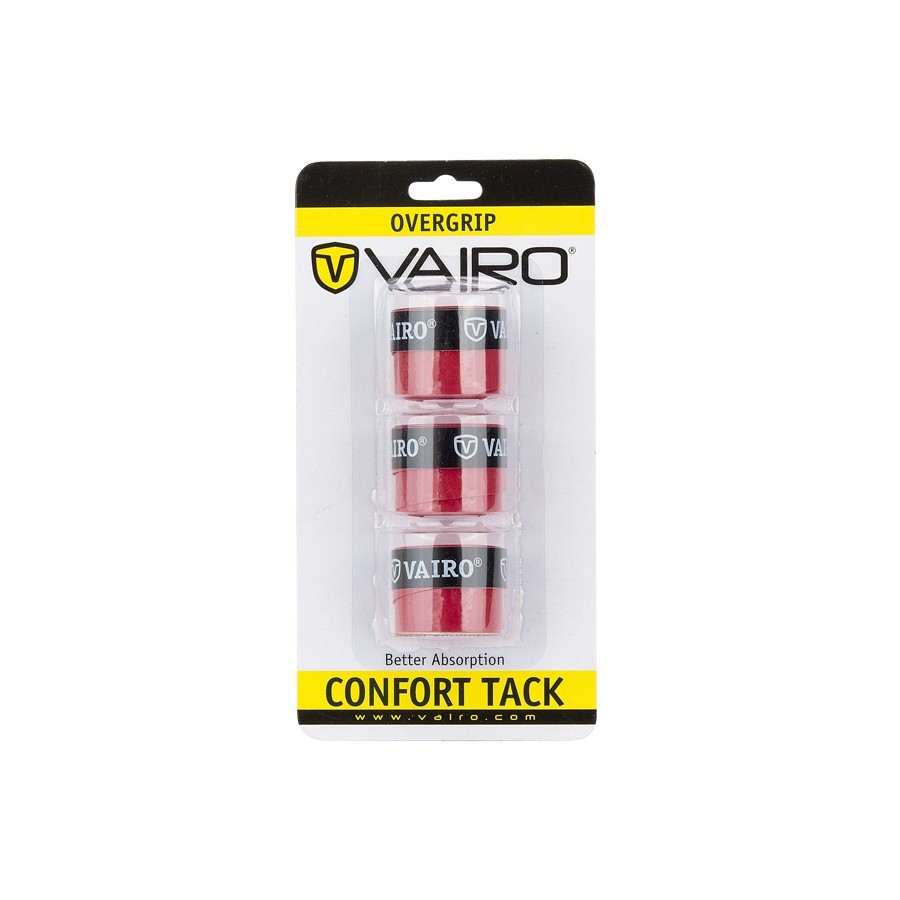 3 Overgrips Vairo Confort Tack Rojos