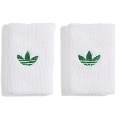 Muñequeras Adidas Originals L blancas logo verde