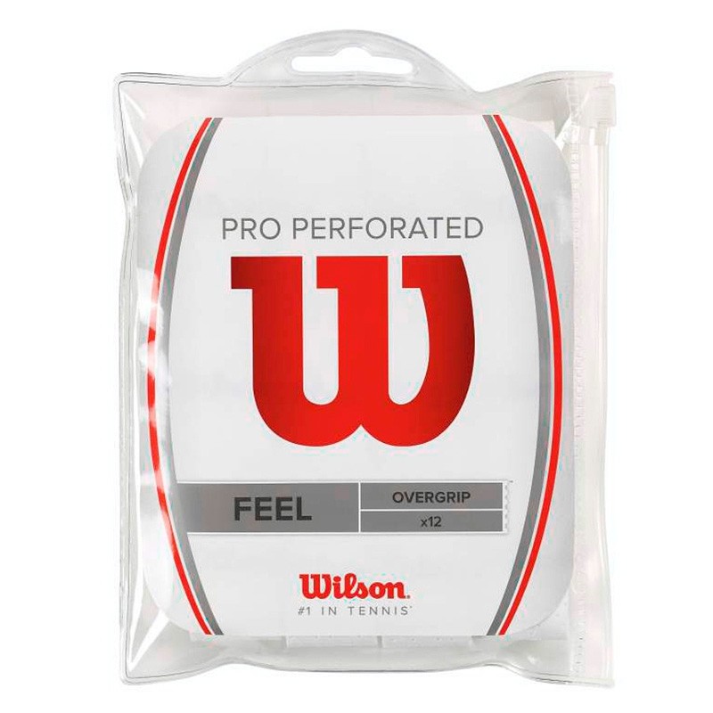 Bolsa Wilson 12 Overgrips Feel Microperforados Blancos