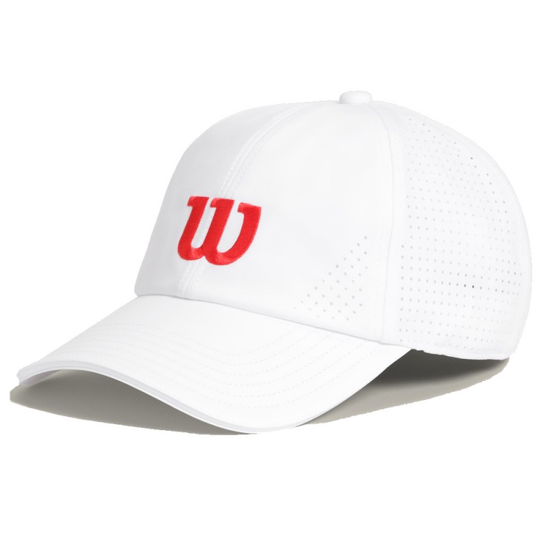 Gorra Wilson Active Perforated blanca logo rojo