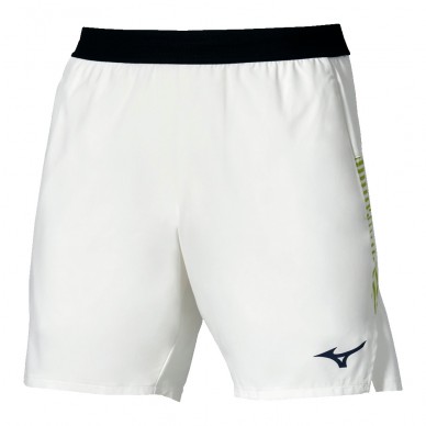 Short Mizuno Tennis 7 Inches Amply blanco amarillo