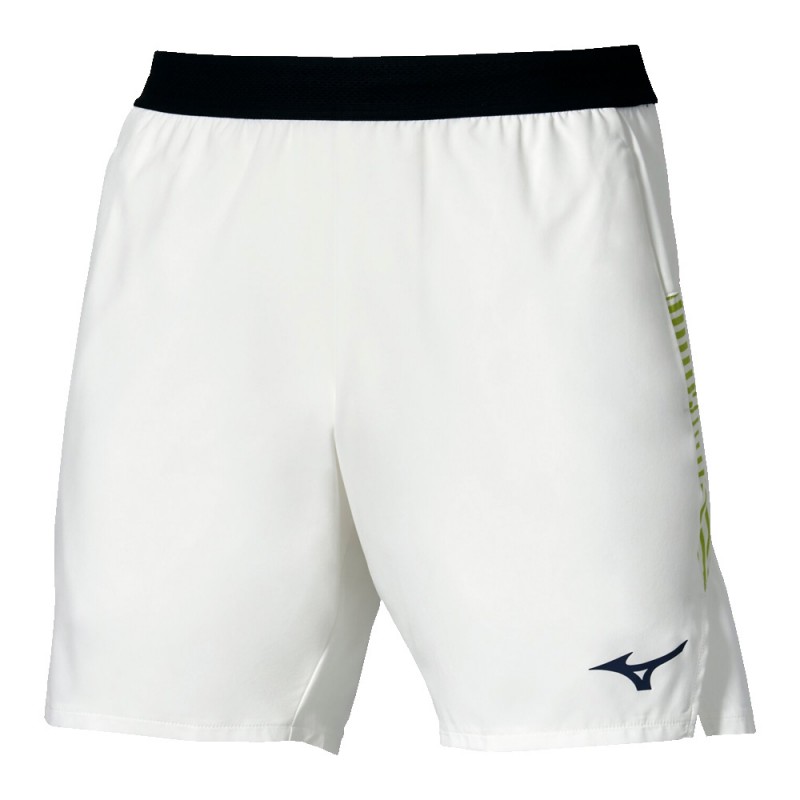 Short Mizuno Tennis 7 Inches Amply blanco amarillo