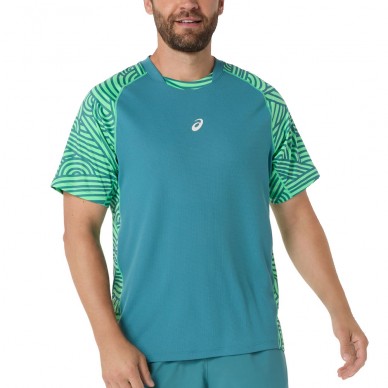 Camiseta Asics Court All Over Print SS Top verde azulado
