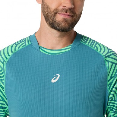 Camiseta Asics Court All Over Print SS Top verde azulado