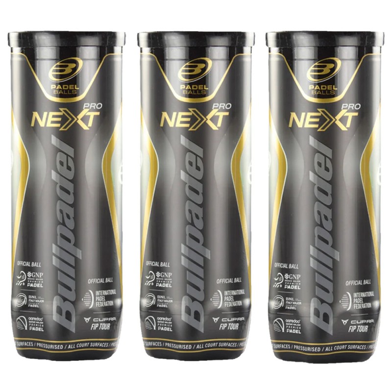 Pack 3 botes pelotas Bullpadel FIP Next Pro