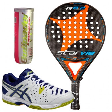 Comprar Pack Star Vie R8.2 2016 + Zapatillas Asics Dedicate + Bolas - Zona de Padel