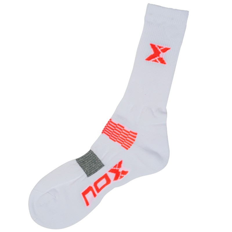 Calcetín técnico Nox Blanco logo naranja fluor Calcetín técnico Nox Blanco logo naranja fluor