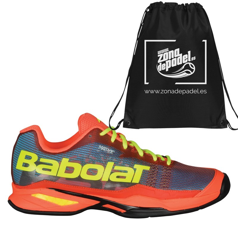 lente información campo Zapatillas Babolat Jet Team Padel Azules y Naranjas 2018 - Zona de Padel