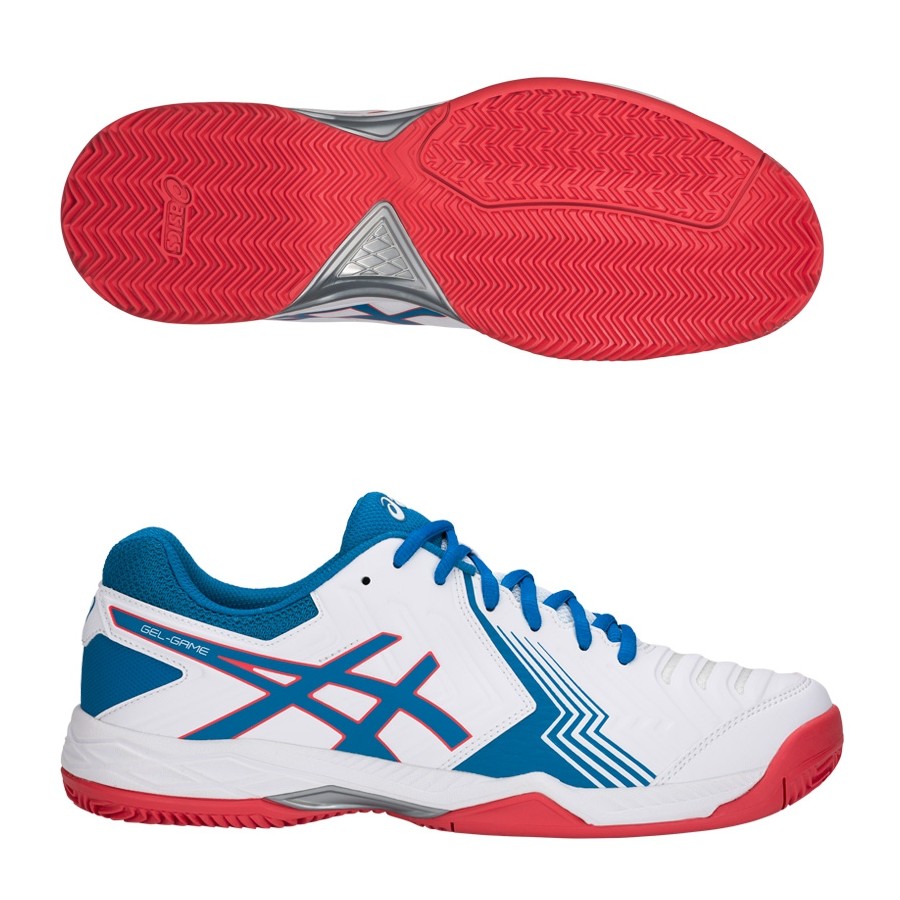 zapatillas Asics Gel Game 6 Clay Blancas y Azules E706Y 100