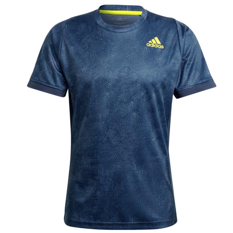 Camiseta Adidas FLFT HR Navy Acid Yellow Zona de Padel